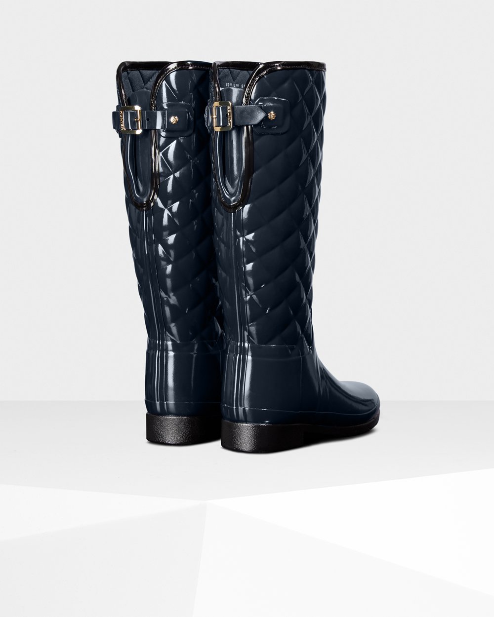 Galochas Altas Hunter Feminina Azul Marinho - Refined Adjustable Quilted Gloss - 34QRIUHTO